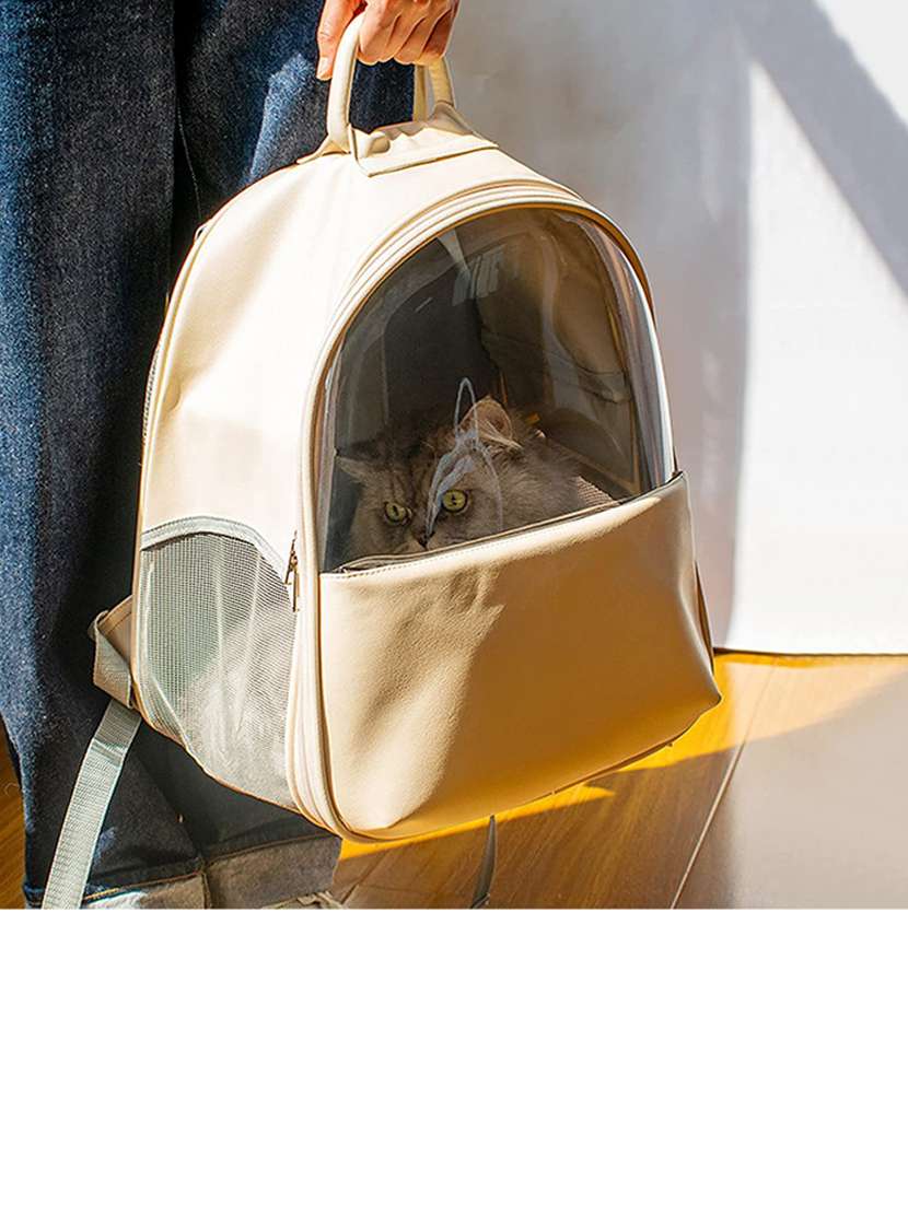 beige plastic backpack  pet carrier - 18691935 -  Standard Image - 1