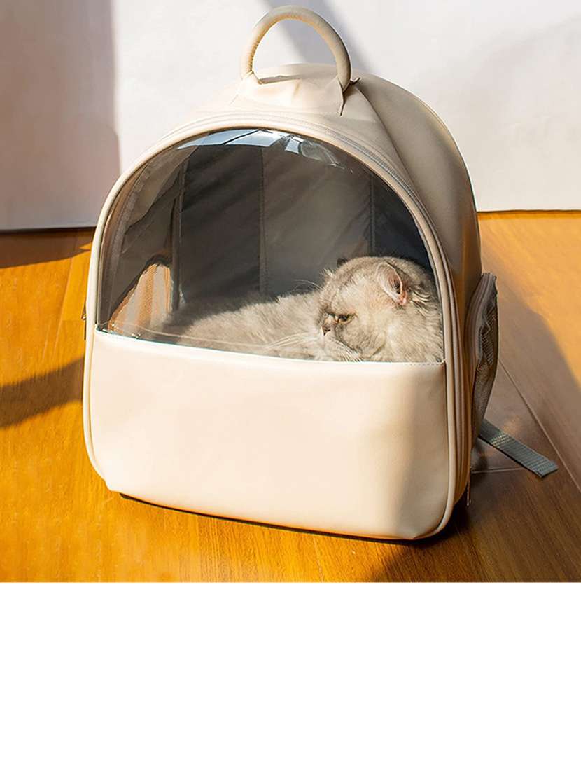 beige plastic backpack  pet carrier - 18691935 -  Standard Image - 4