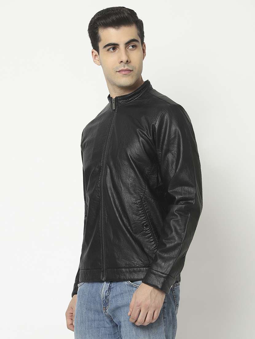 zip up solid casual jacket - 18692161 - Standard Image - 1