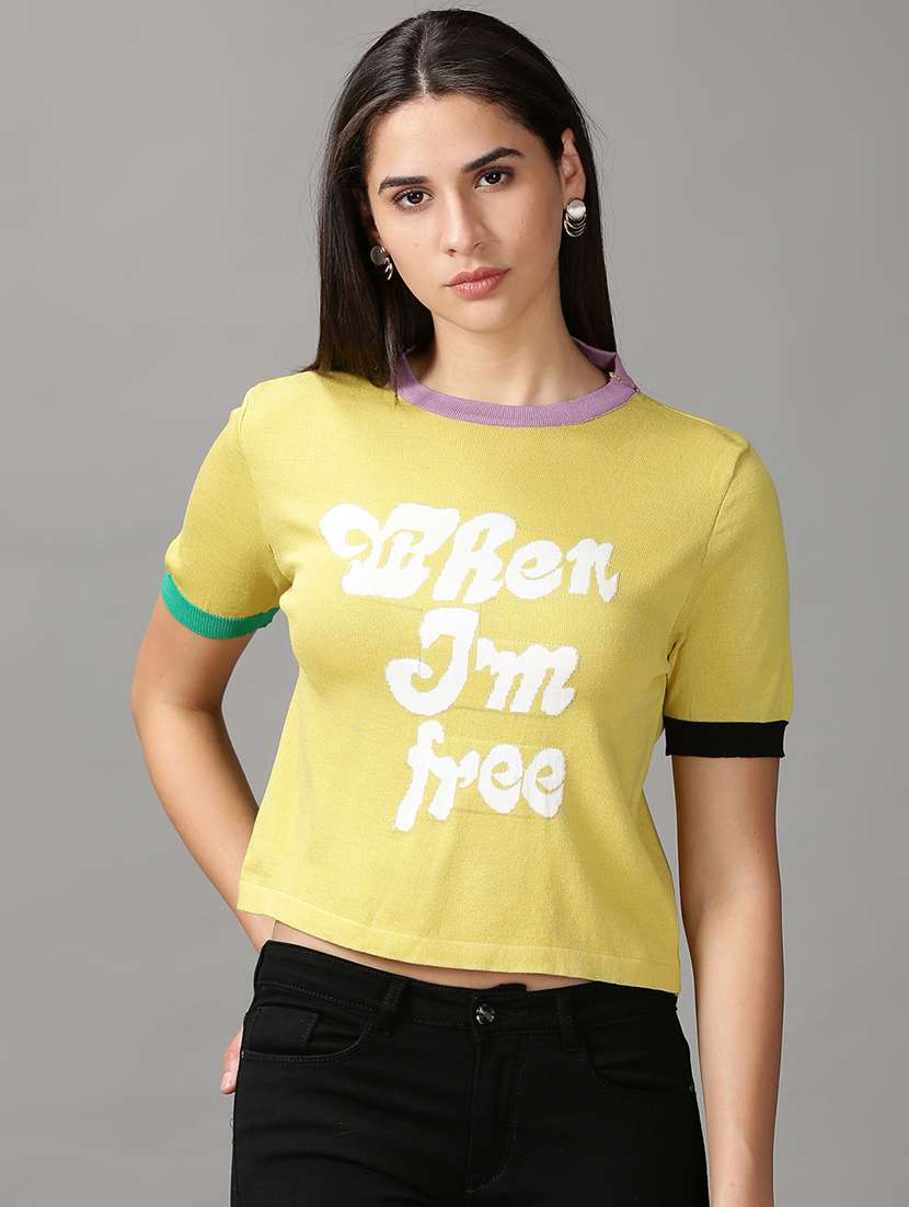 women's front print crew neck t-shirt