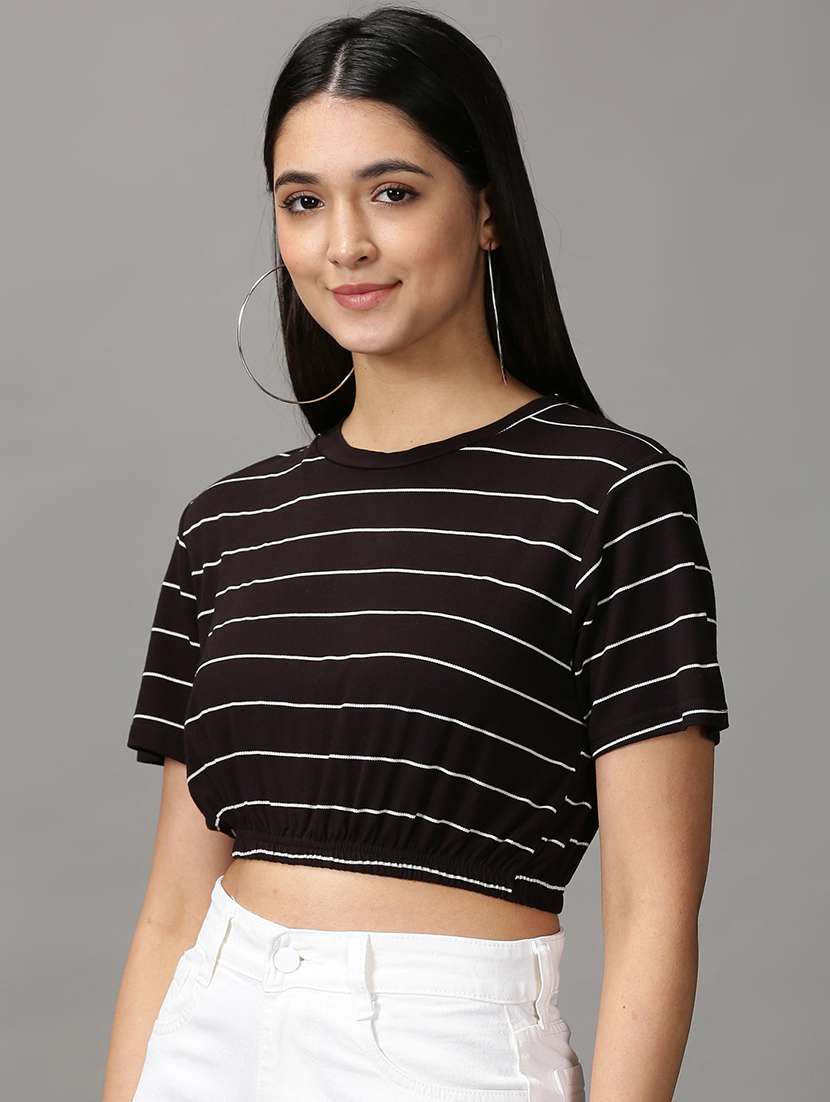 women's crop round neck top - 18692278 -  Standard Image - 1