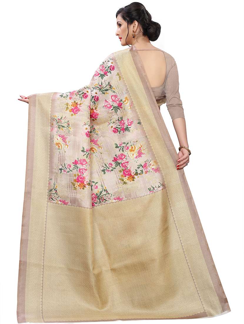 floral printed saree with blouse - 18692801 - Standard Image - 1