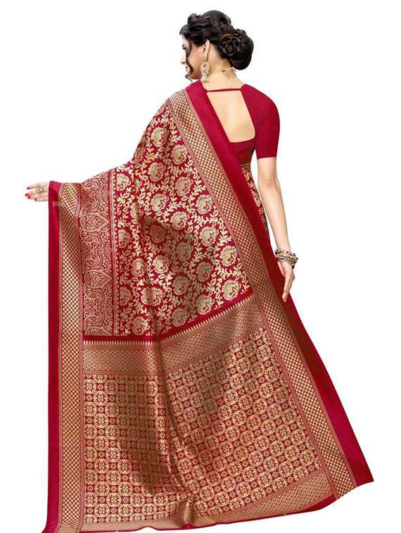 maroon colored mysore silk saree with blouse - 18692997 -  Standard Image - 1