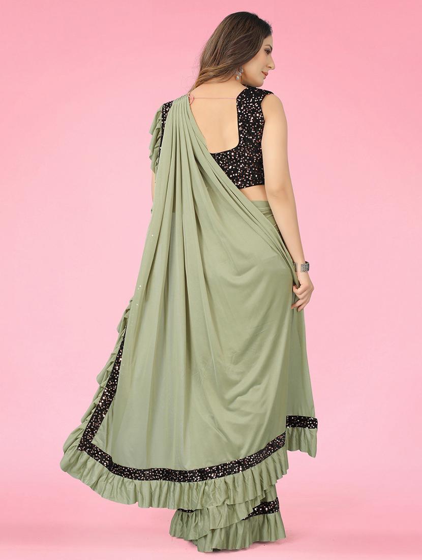 women's sequin work ruffle saree with blouse - 18693412 -  Standard Image - 1