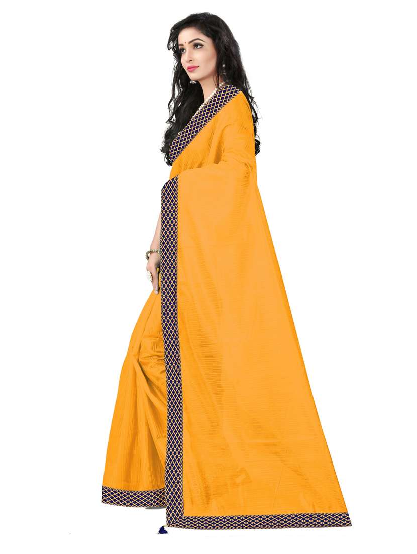 lace detailed  solid saree with blouse - 18696536 -  Standard Image - 1