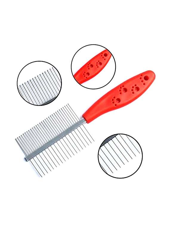 red stainless steel pet comb brush - 18697114 -  Standard Image - 4