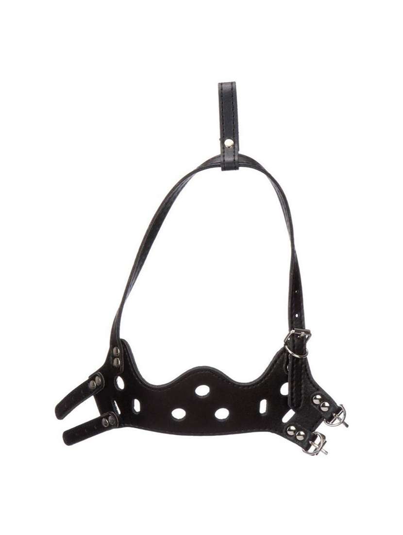 black leather ring pet muzzle - 18697363 -  Standard Image - 1