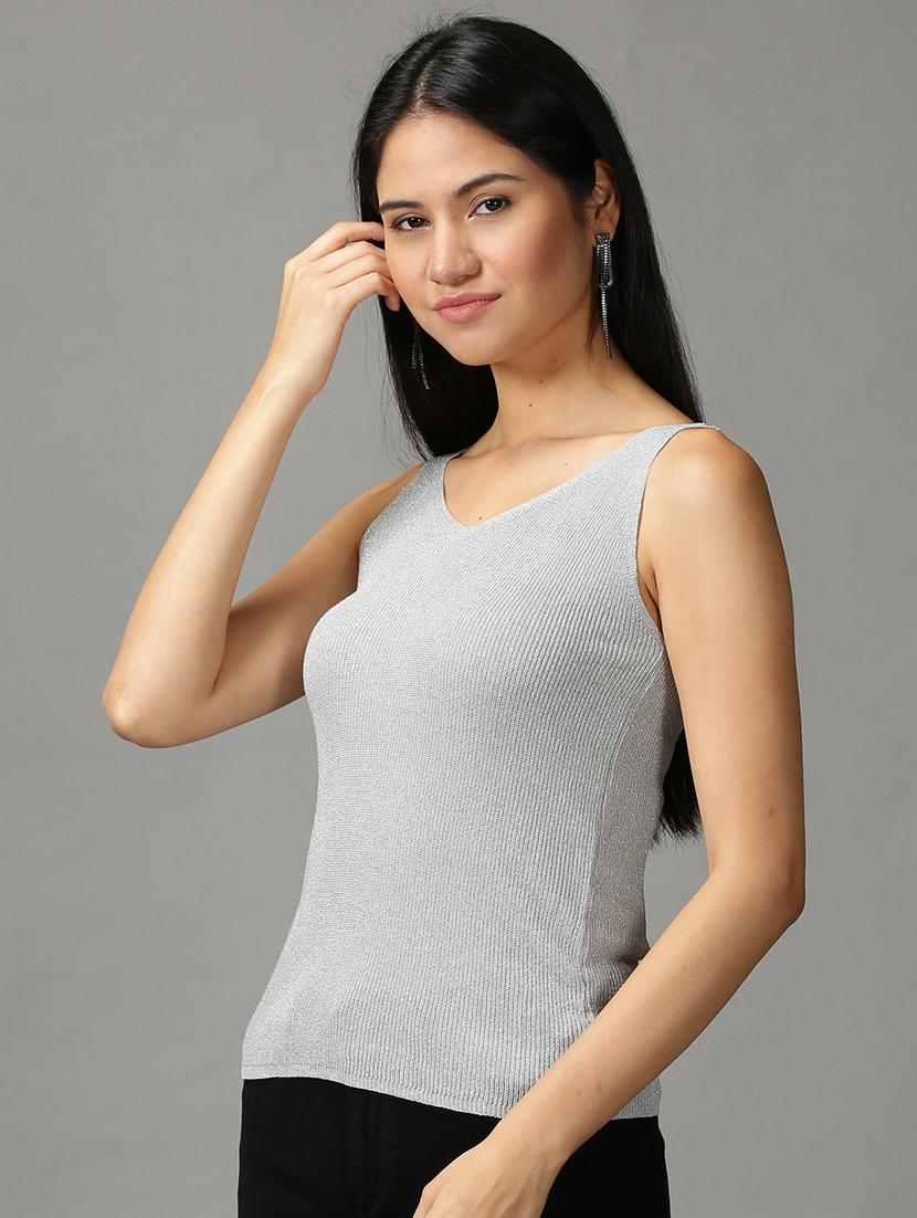 women's straight v neck top - 18697441 -  Standard Image - 1
