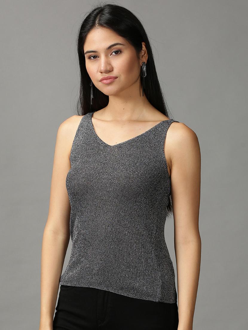 women's straight v neck top - 18697442 - Standard Image - 1