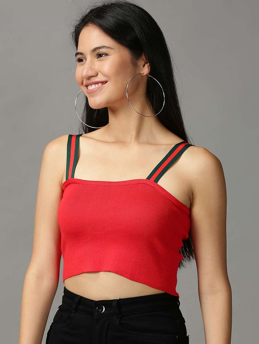 women's crop shoulder strap top - 18697477 -  Standard Image - 1