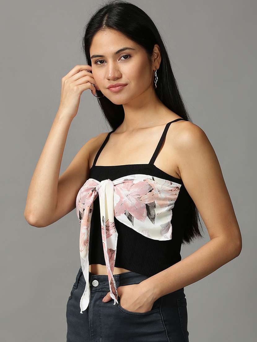 women's crop shoulder strap top - 18697483 -  Standard Image - 1