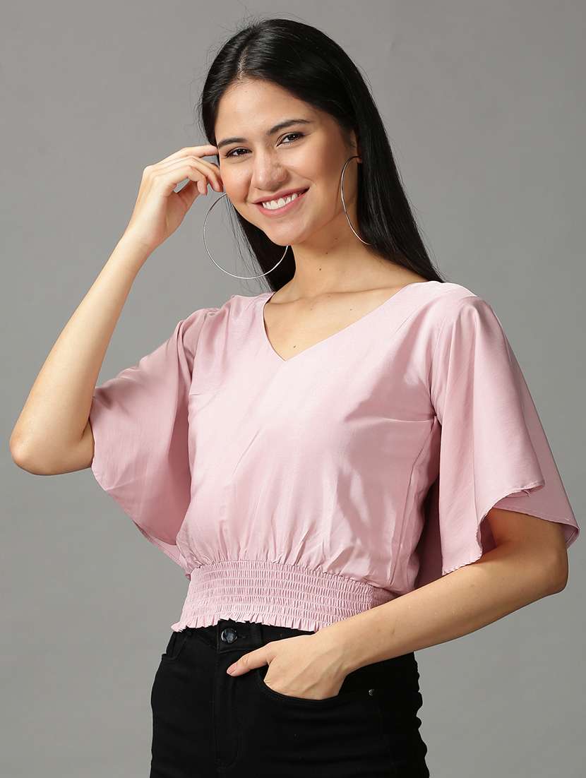women's crop v neck top - 18697489 -  Standard Image - 1