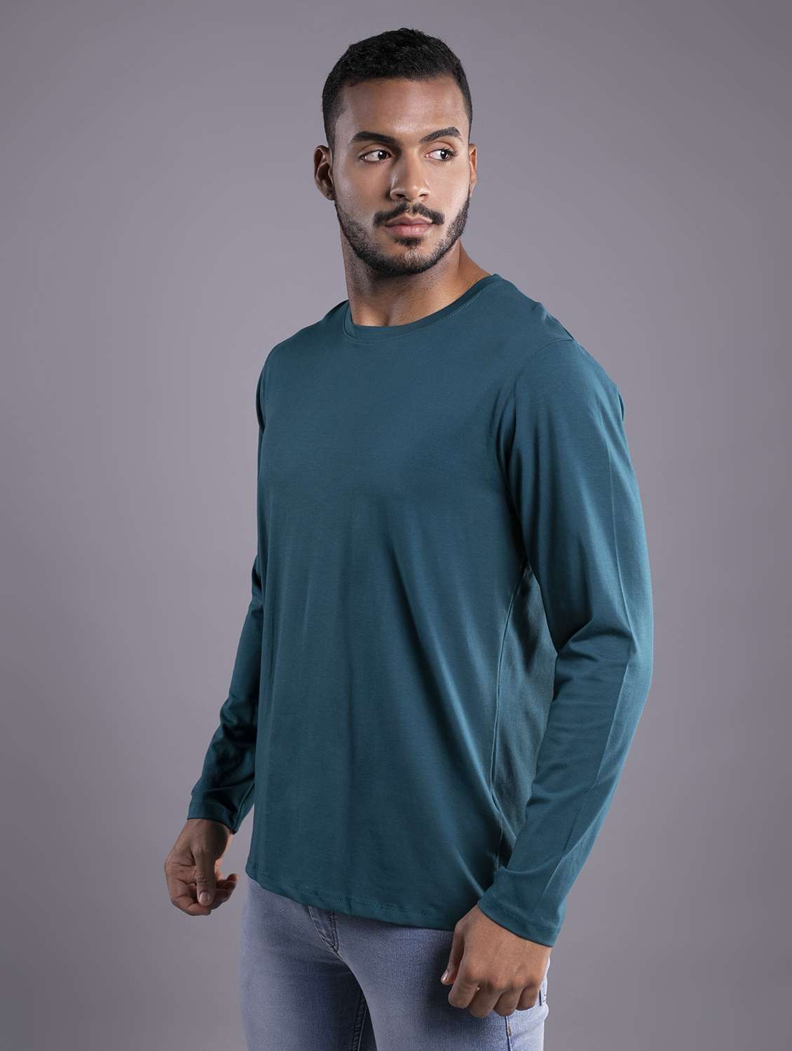men teal regular fit plain long sleeve t-shirt - 18697539 -  Standard Image - 1