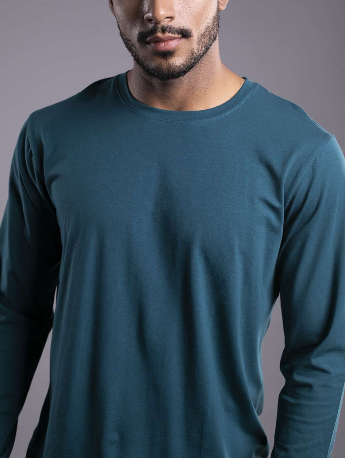 men teal regular fit plain long sleeve t-shirt - 18697539 -  Standard Image - 4