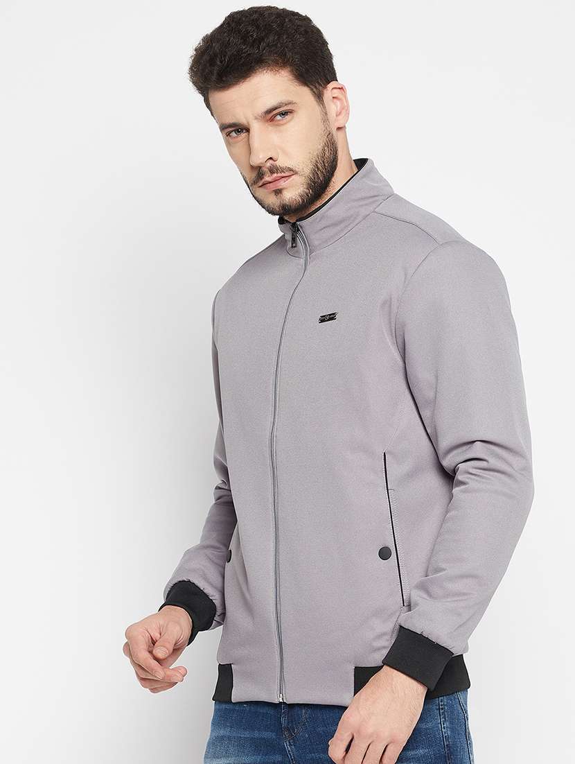 silver polyester bomber jacket - 18697694 -  Standard Image - 1