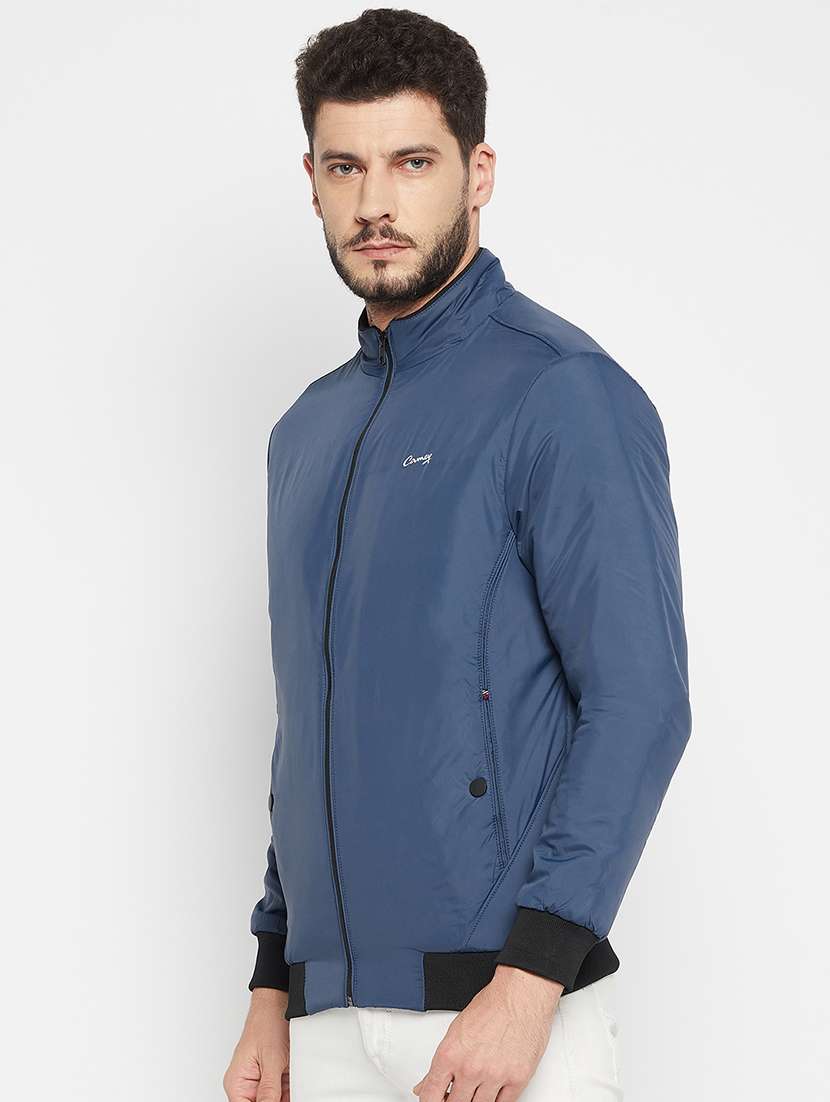 blue polyester bomber jacket - 18697698 - Standard Image - 1