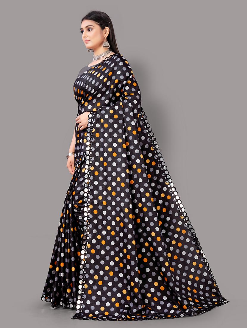 black art silk printed saree with blouse - 18697951 - Standard Image - 1