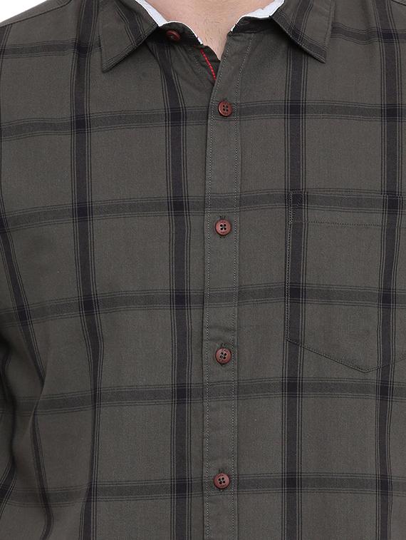 men grey regular fit check print casual shirt - 18697983 - Standard Image - 4