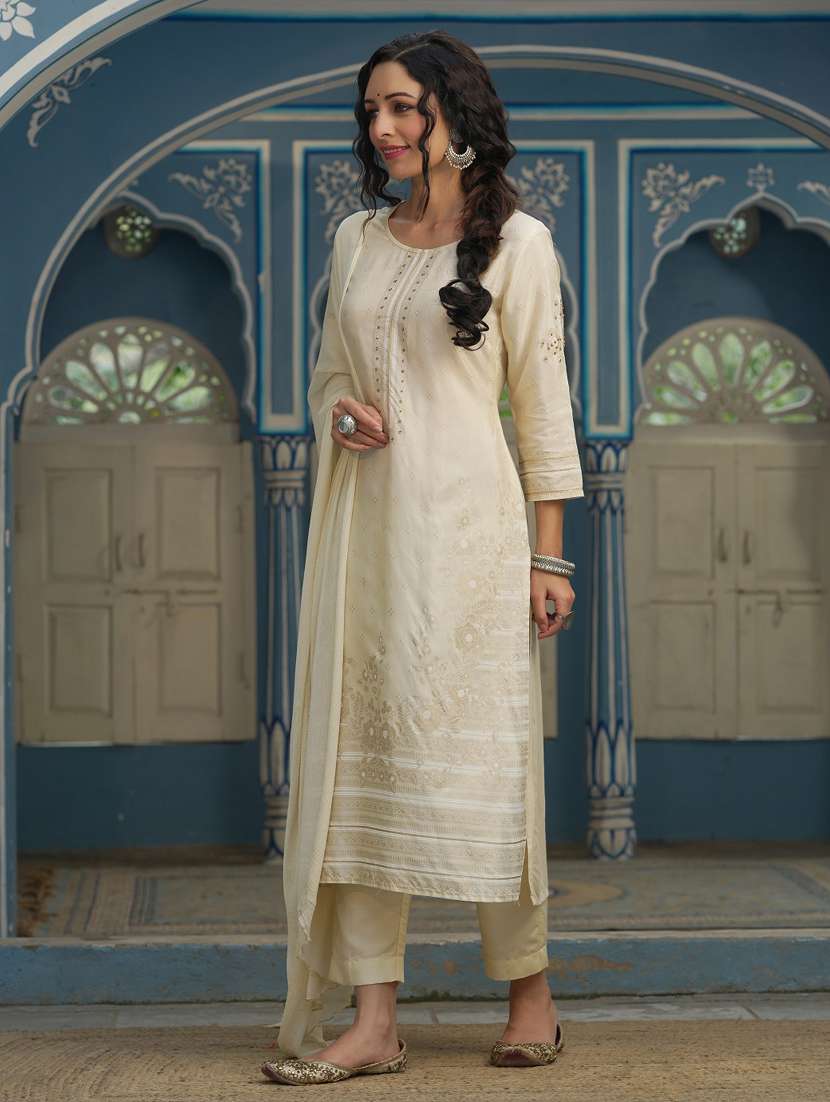 beige kurta pant  set - 18699885 -  Standard Image - 1