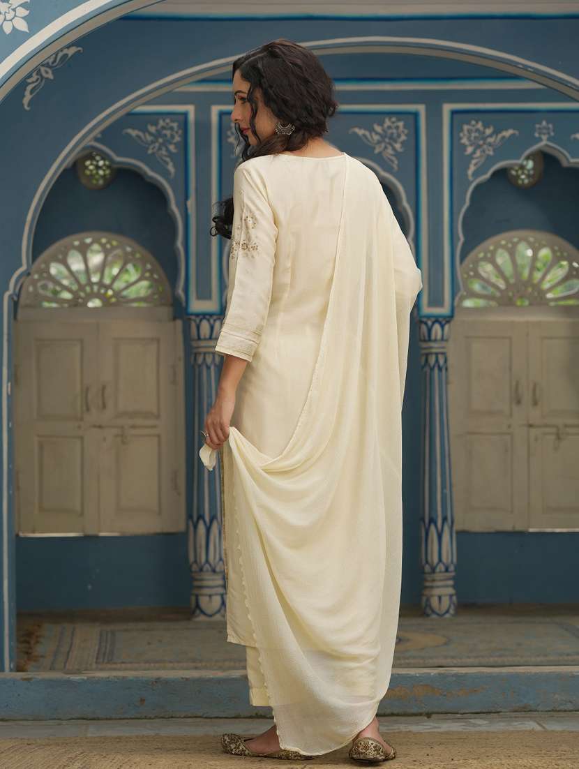 beige kurta pant  set - 18699885 -  Standard Image - 4