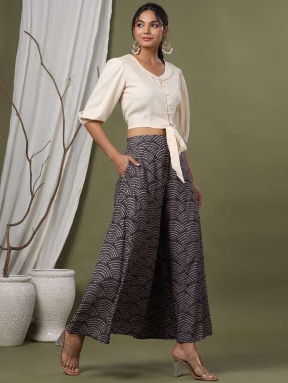 women grey rayon palazzo - 18699895 -  Standard Image - 1