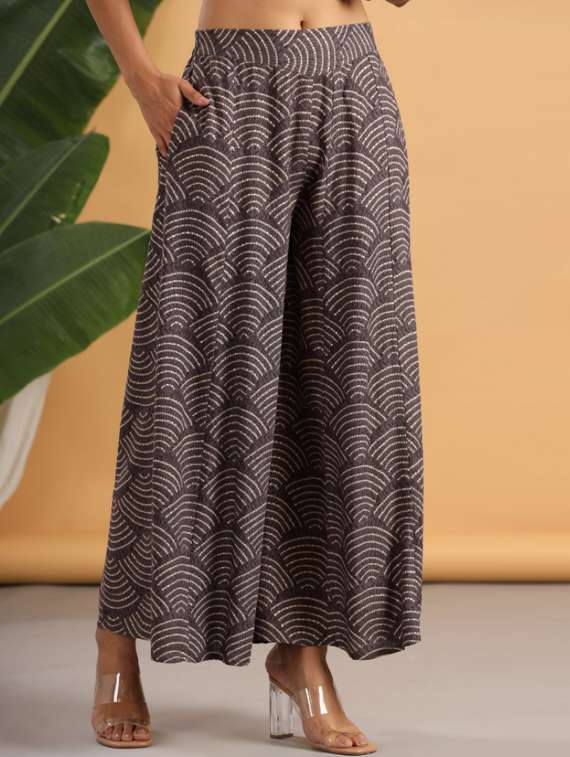 women grey rayon palazzo - 18699895 -  Standard Image - 4