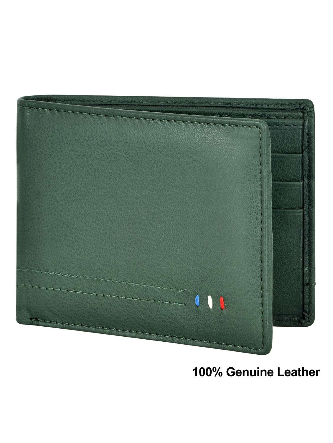 green leather wallet