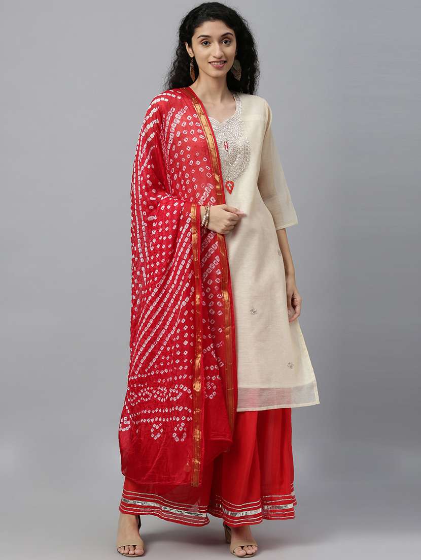multi coloured embroidered  kurta palazzo set with dupatta