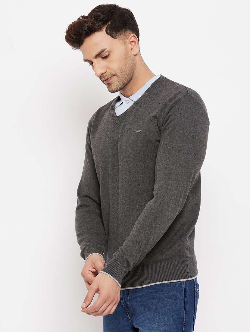 grey full sleeved pullover - 18701254 -  Standard Image - 1