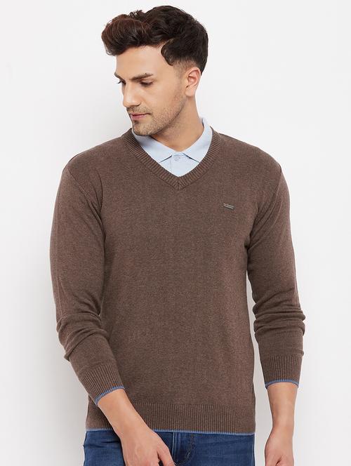 brown full sleeved pullover - 18701255 -  Standard Image - 0