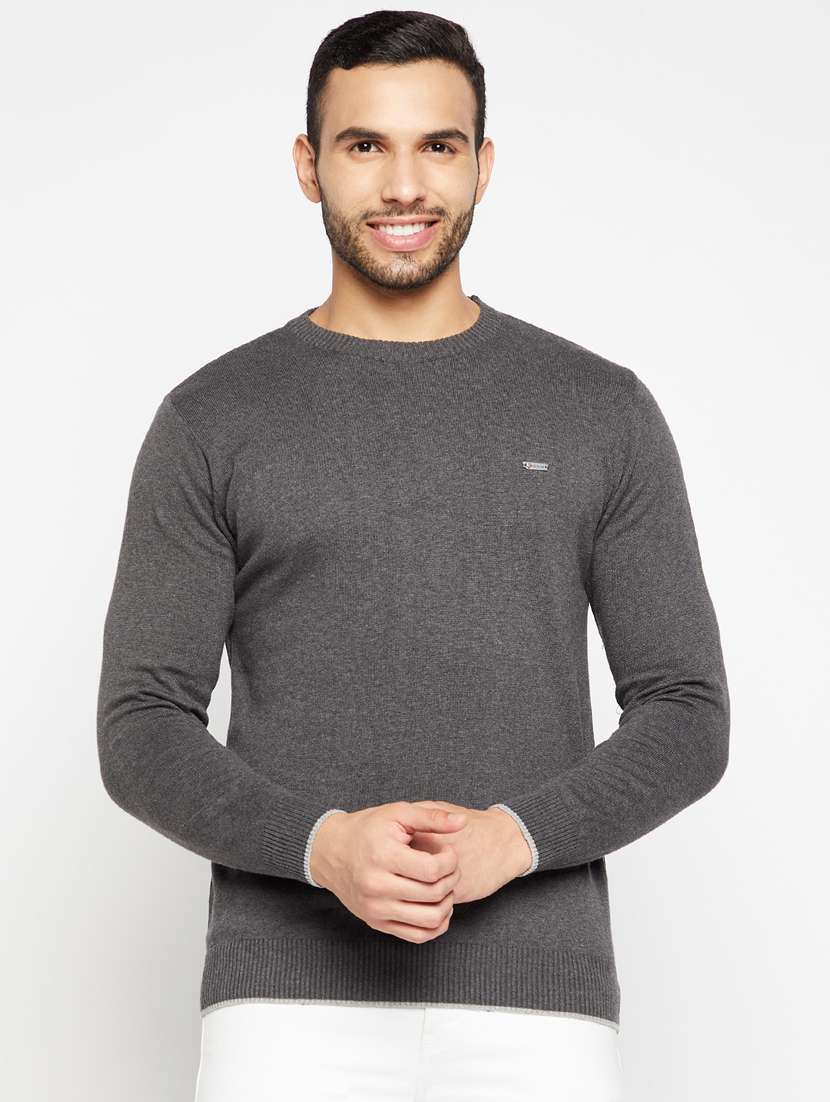 grey full sleeved pullover - 18701258 - Zoom Image - 0