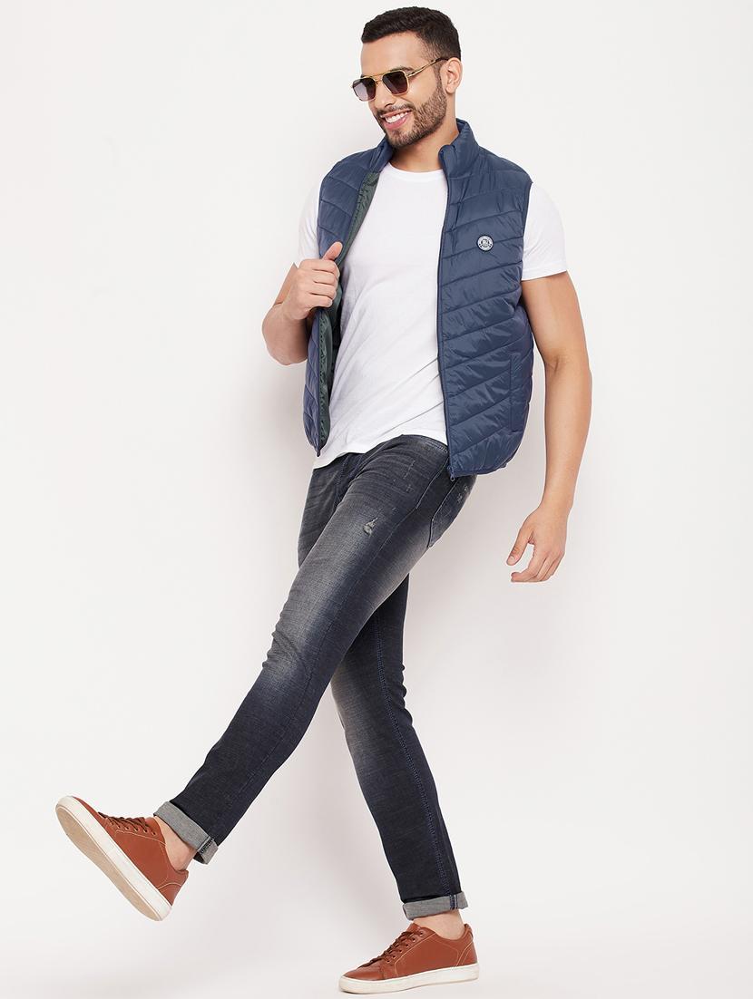 blue polyester quilted jacket - 18701289 - Standard Image - 4