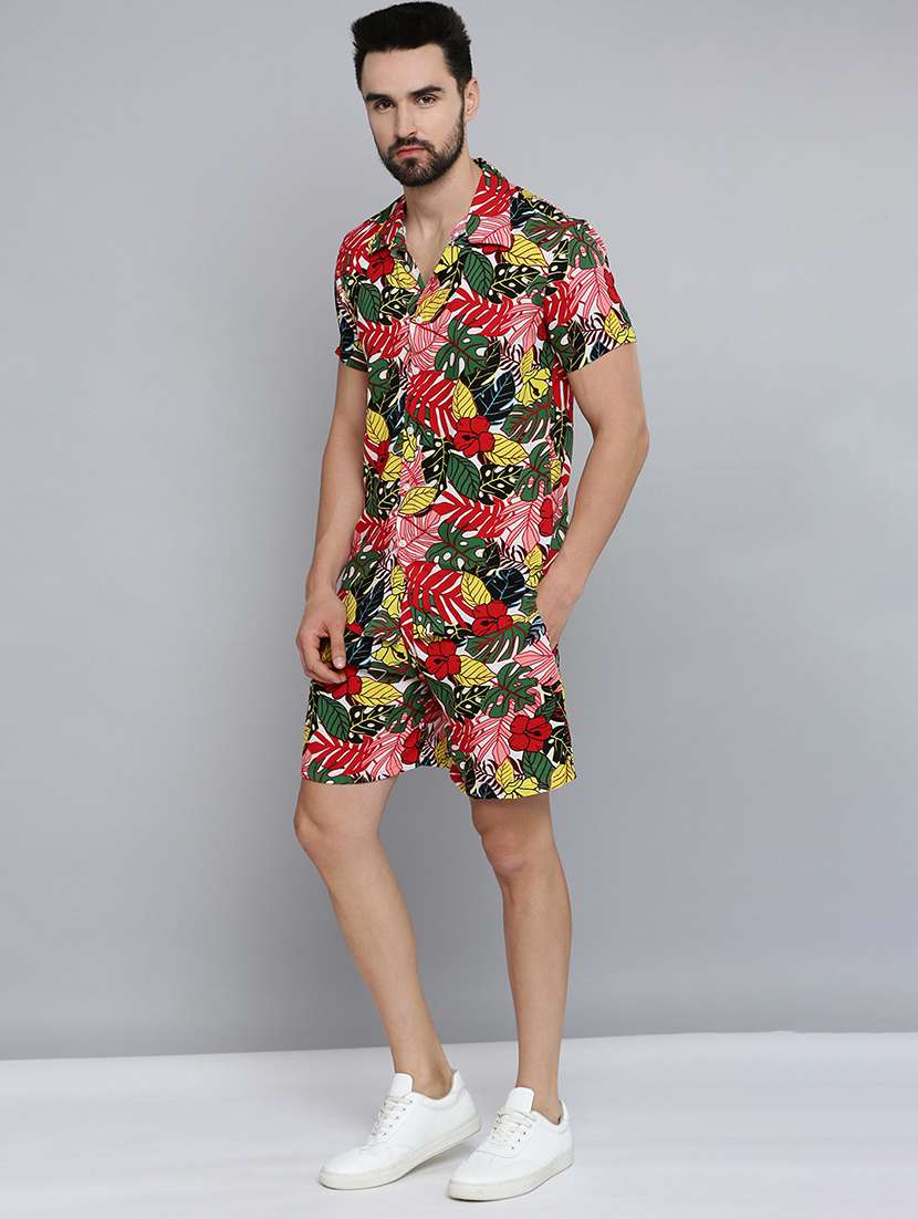 men shirt collar printed co-ords - 18701509 -  Standard Image - 1