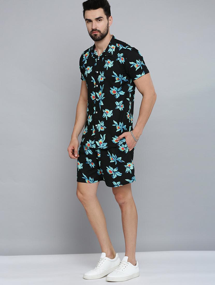 men shirt collar printed co-ords - 18701515 - Standard Image - 1