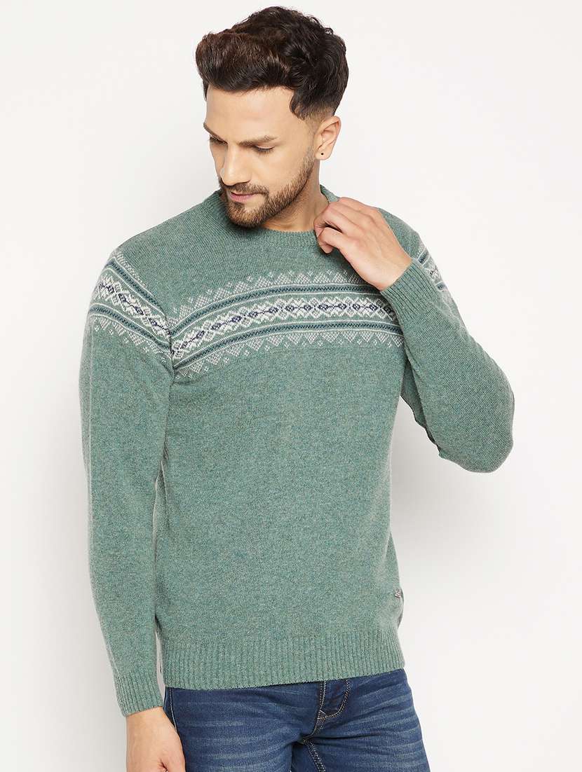green full sleeved pullover - 18701601 -  Standard Image - 1