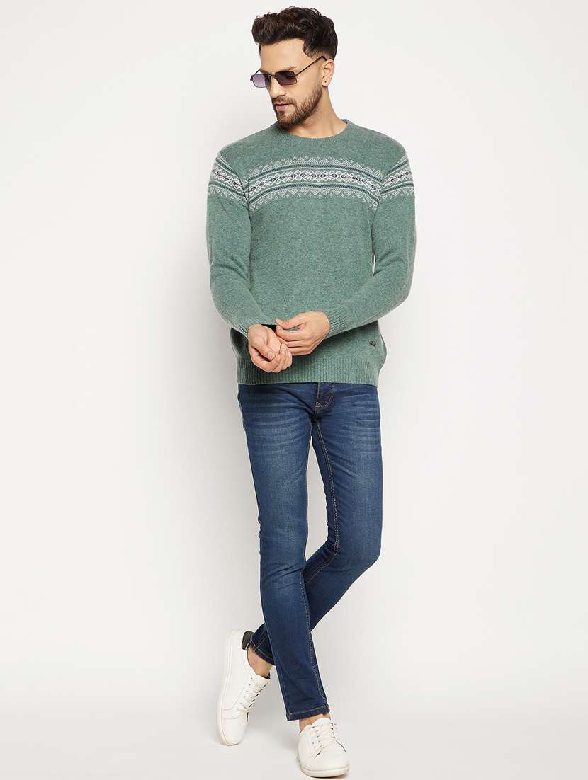 green full sleeved pullover - 18701601 -  Standard Image - 4