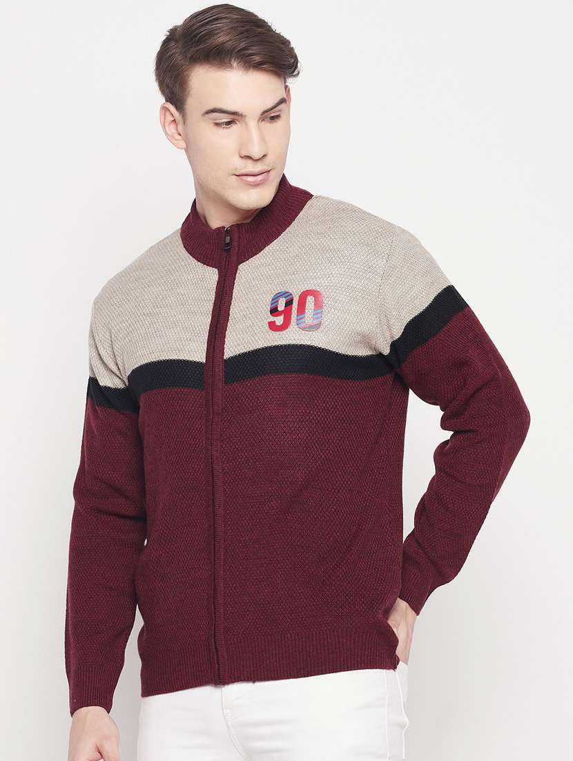 maroon full sleeved pullover - 18701651 - Standard Image - 1