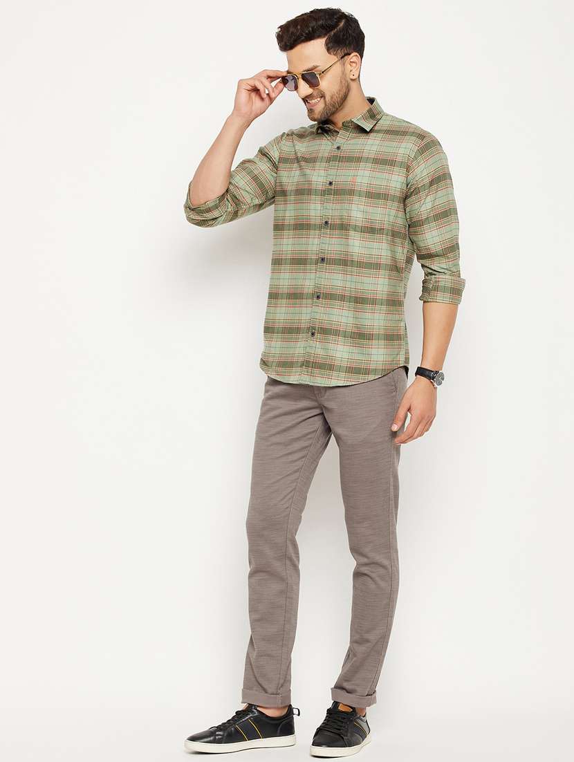 grey solid flat front casual trouser - 18701666 -  Standard Image - 4