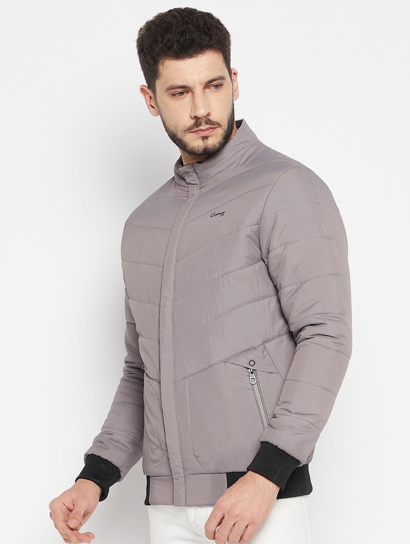 men solid long sleeve quilted jacket - 18701669 - Standard Image - 1