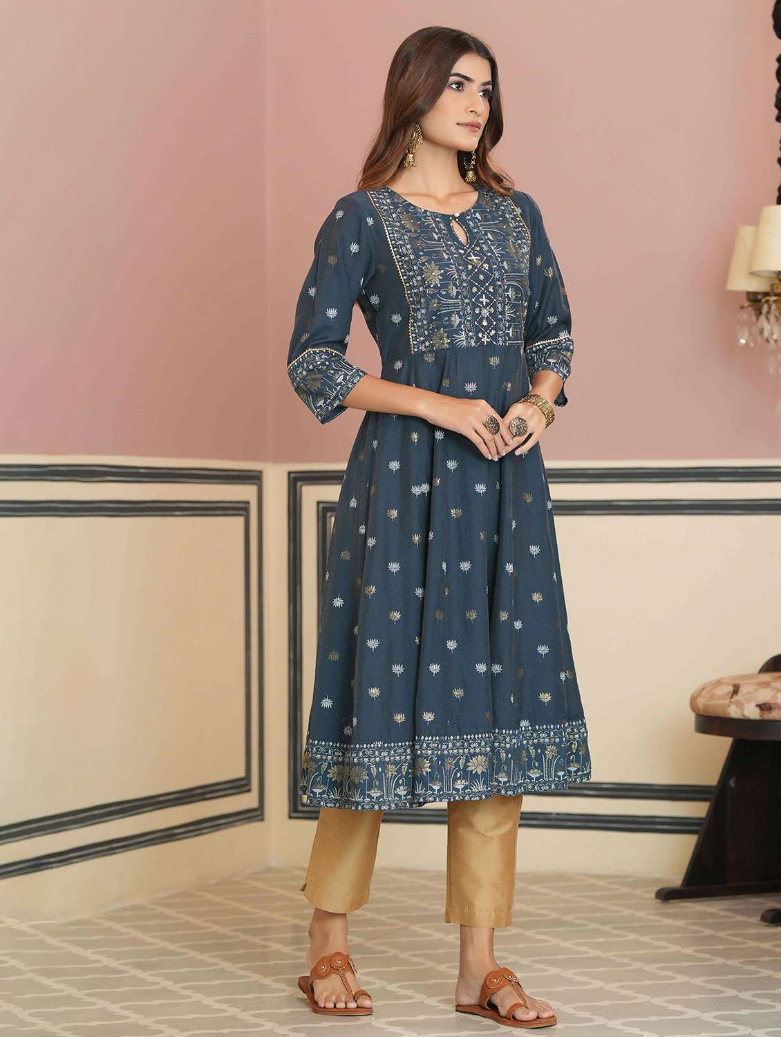 women's flared kurta - 18701695 -  Standard Image - 1