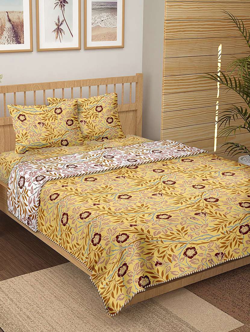 150 tc floral print cotton 4-piece bedding king size set (1 dohar, 1 bedsheet with 2 pillow covers ) - 18701790 -  Standard Image - 1