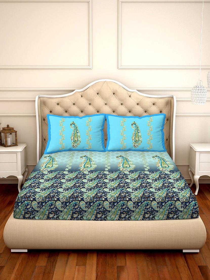 melbourne double bedsheet set super king size 100% luxury cotton blue colour-mlb123 - 18702446 - Standard Image - 1