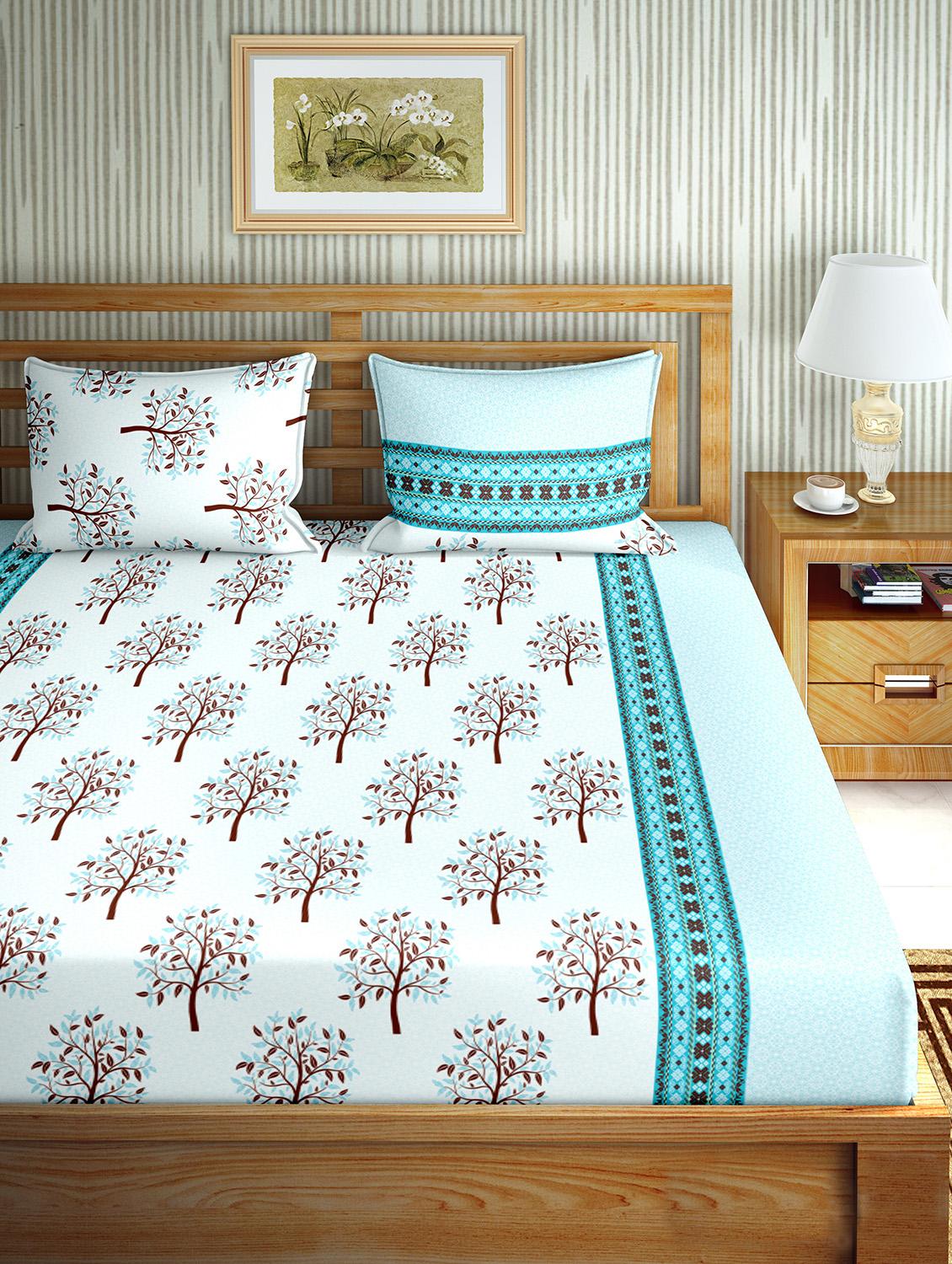 the oscar collection double bedsheet set super king size 180 tc cotton blue colour - 18702560 -  Standard Image - 1