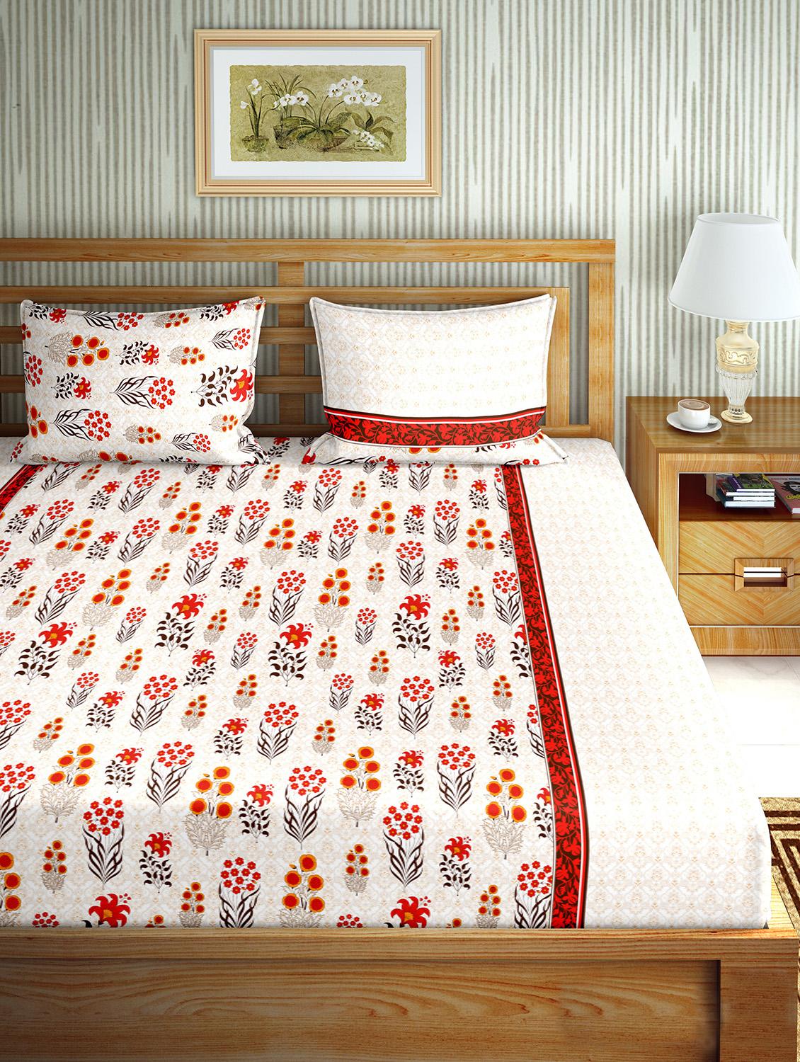 the oscar collection double bedsheet set super king size 180 tc cotton red colour - 18702562 - Standard Image - 1