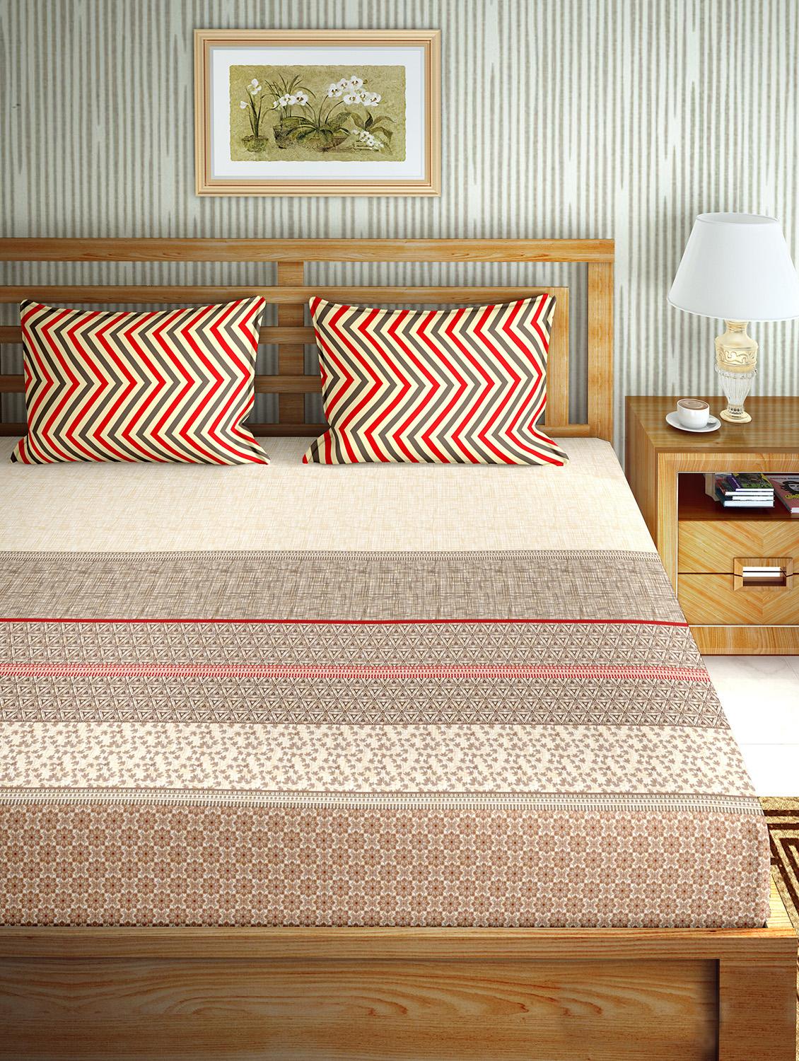 the oscar collection double bedsheet set super king size 180 tc cotton grey colour - 18702568 - Standard Image - 1