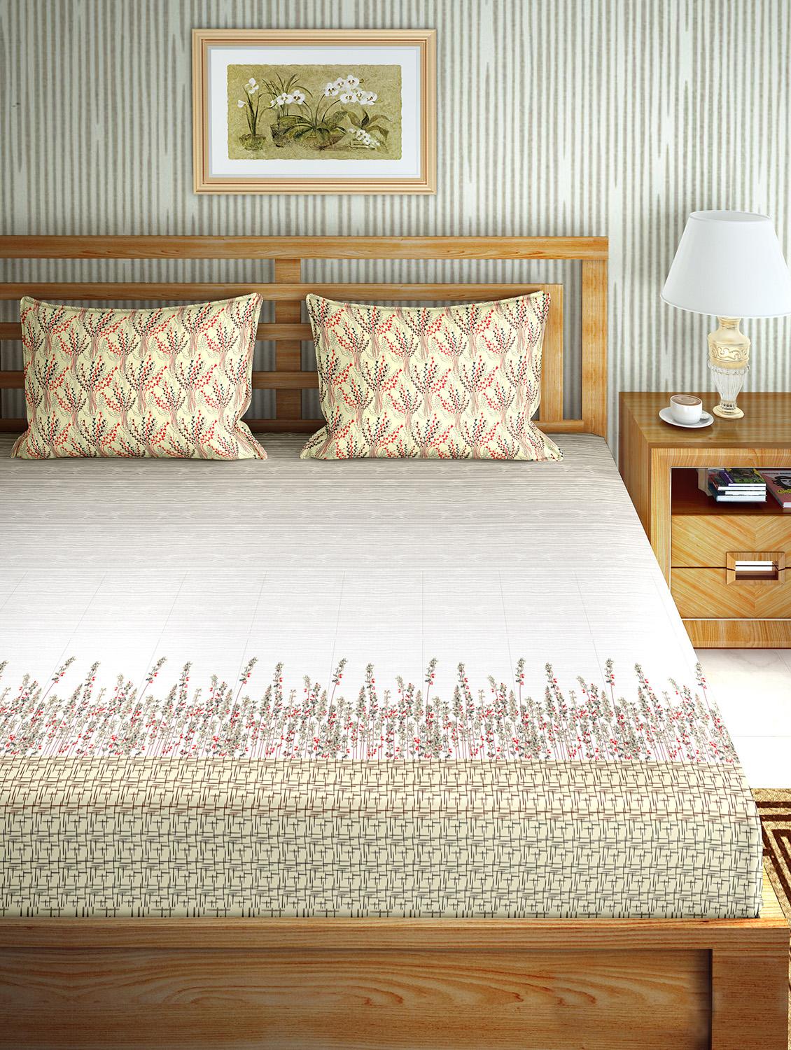 the oscar collection double bedsheet set super king size 180 tc cotton green colour - 18702569 - Standard Image - 1