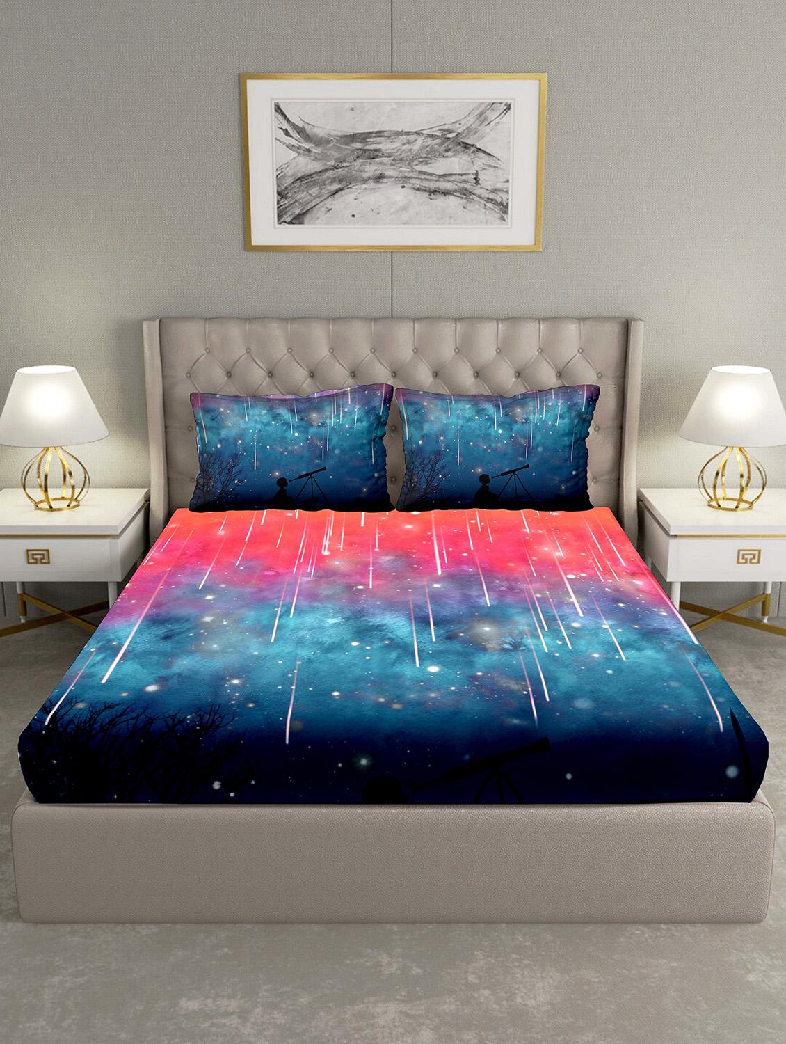 triton double bedshseet set king size cotton blue colour - 18702767 - Standard Image - 1