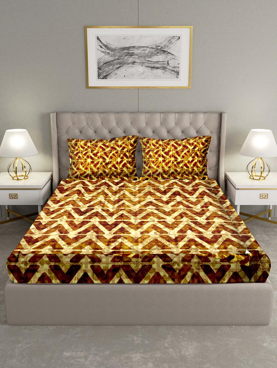 triton double bedshseet set king size cotton yellow colour - 18702771 - Standard Image - 1