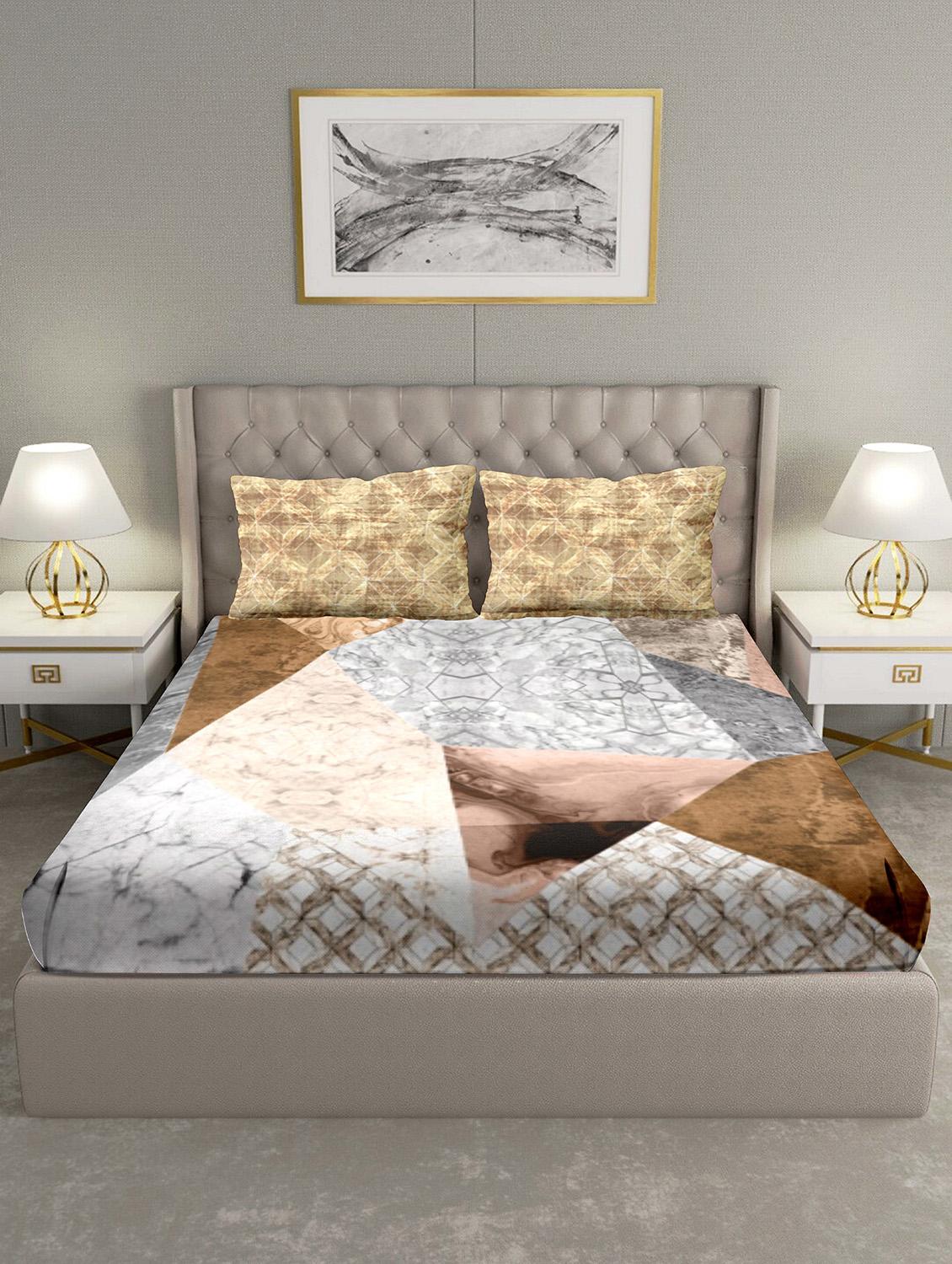 triton double bedshseet set king size cotton blue colour - 18702772 -  Standard Image - 1