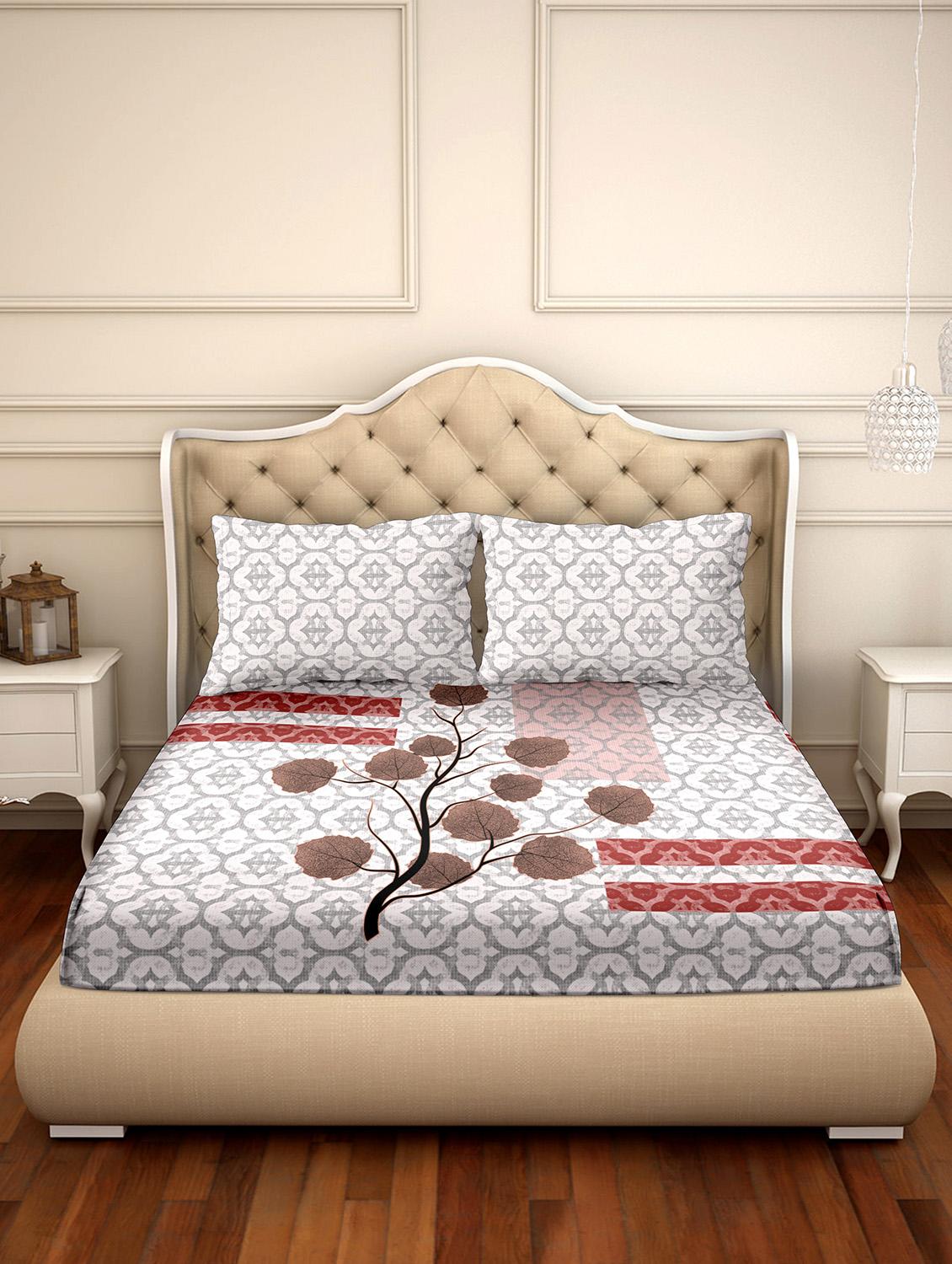 vogue double bedsheet set super king size 100% luxury cotton red colour - 18702778 - Standard Image - 1